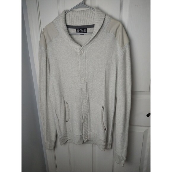 Trash Nouveau Men's XL Grey Patched Shoulder Elbow Cardigan Sweater - Picture 1 of 10